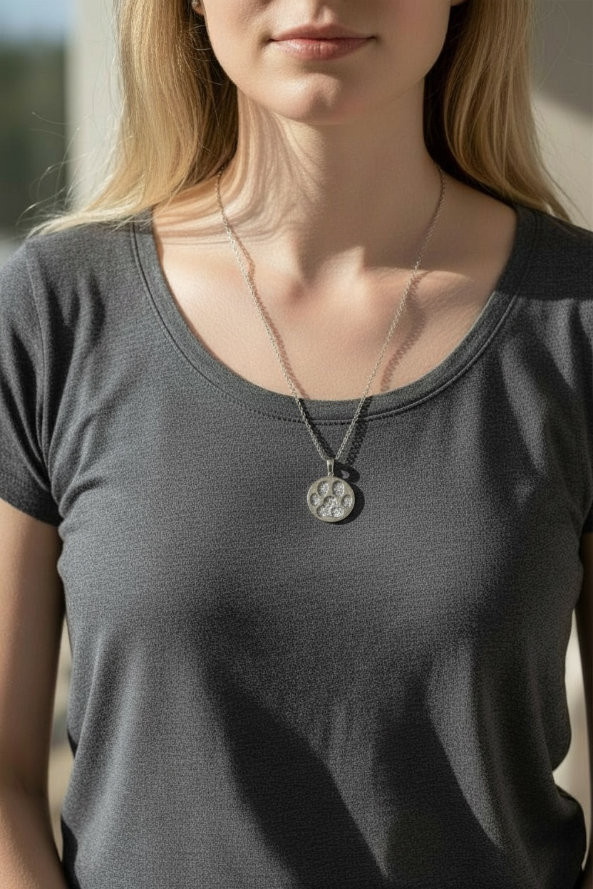 Paw Print Memorial Ashes Pendant